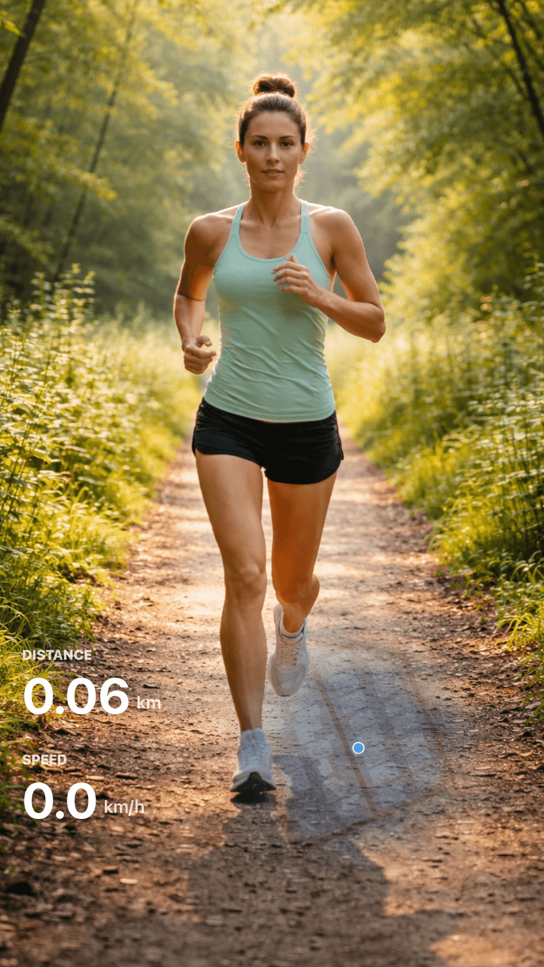 FitCam recording while running with live fitness metrics